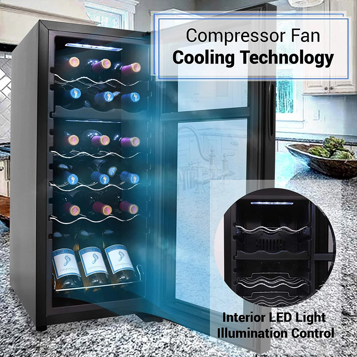 18 Bottle Dual-Zone Wine Cooler Q690