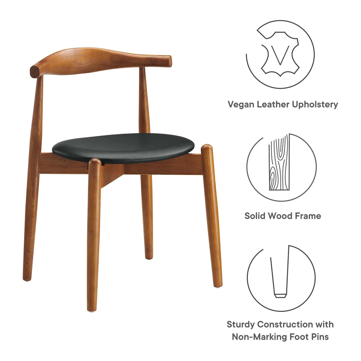 Dark Walnut Black Dining Side Chair J465
