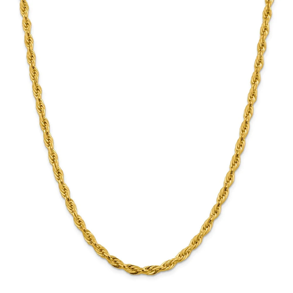 14kt Yellow Gold 4.75mm Rope Chain 24 inch Lobster Clasp K870