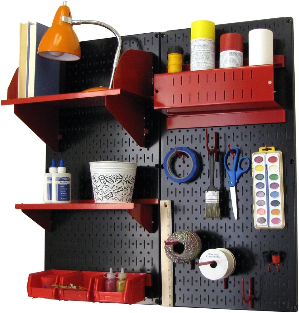 Black Pegboard Organizer Storage Kit with Blue Accessories Z9386