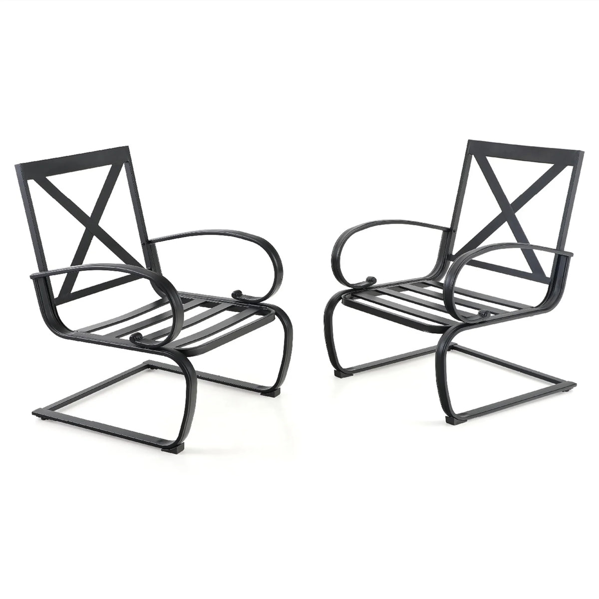 Red 7-Piece Outdoor Dining Set with Rocking Chairs and Rectangle Table with Umbrella Hole Y8945