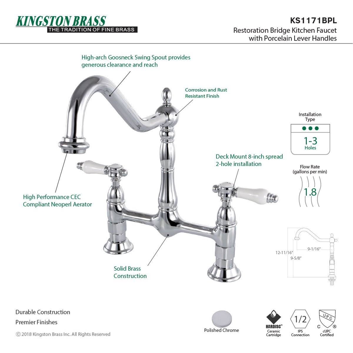 Brushed Nickel Bridge Kitchen Faucet A26021