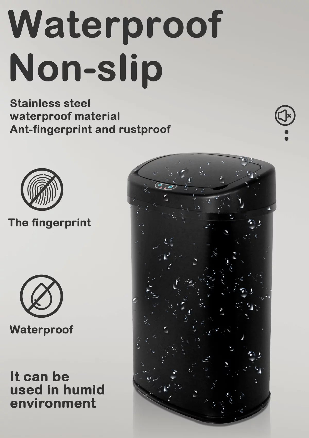 13 Gallon Touch-Free Motion Sensor Stainless-Steel Trash Can with Lid I305