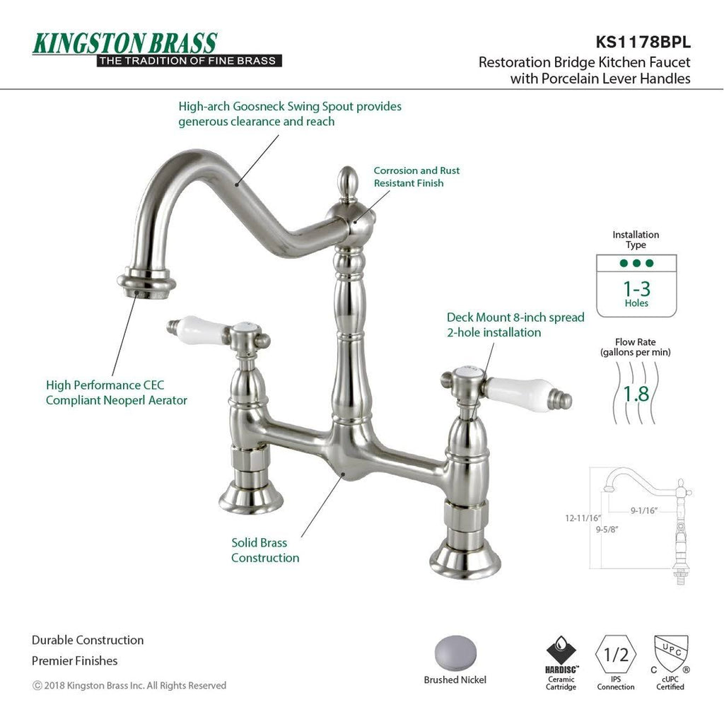 Brushed Nickel Bridge Kitchen Faucet A26021