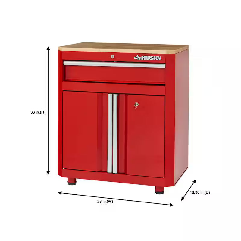 24-Gauge Steel 1-Drawer 2-Door Garage Base Cabinet in Red N6050