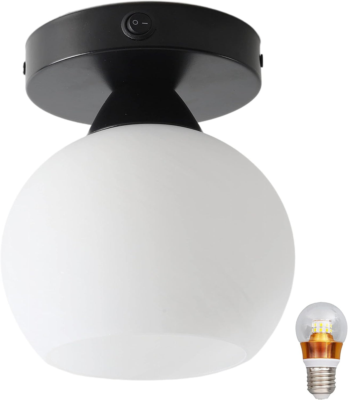 12V RV LED Dome Light with On&Off Switch, Clear Glass Lens O561243
