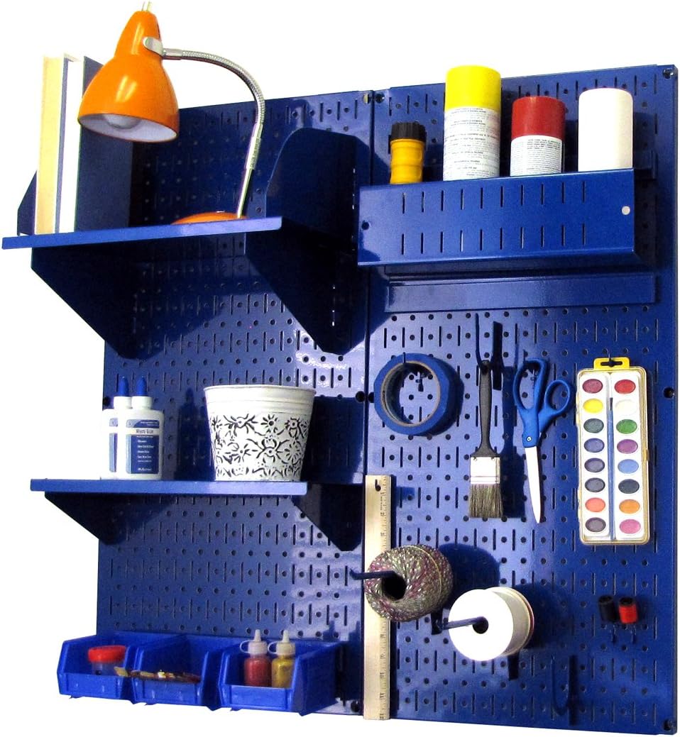 Black Pegboard Organizer Storage Kit with Blue Accessories Z9386