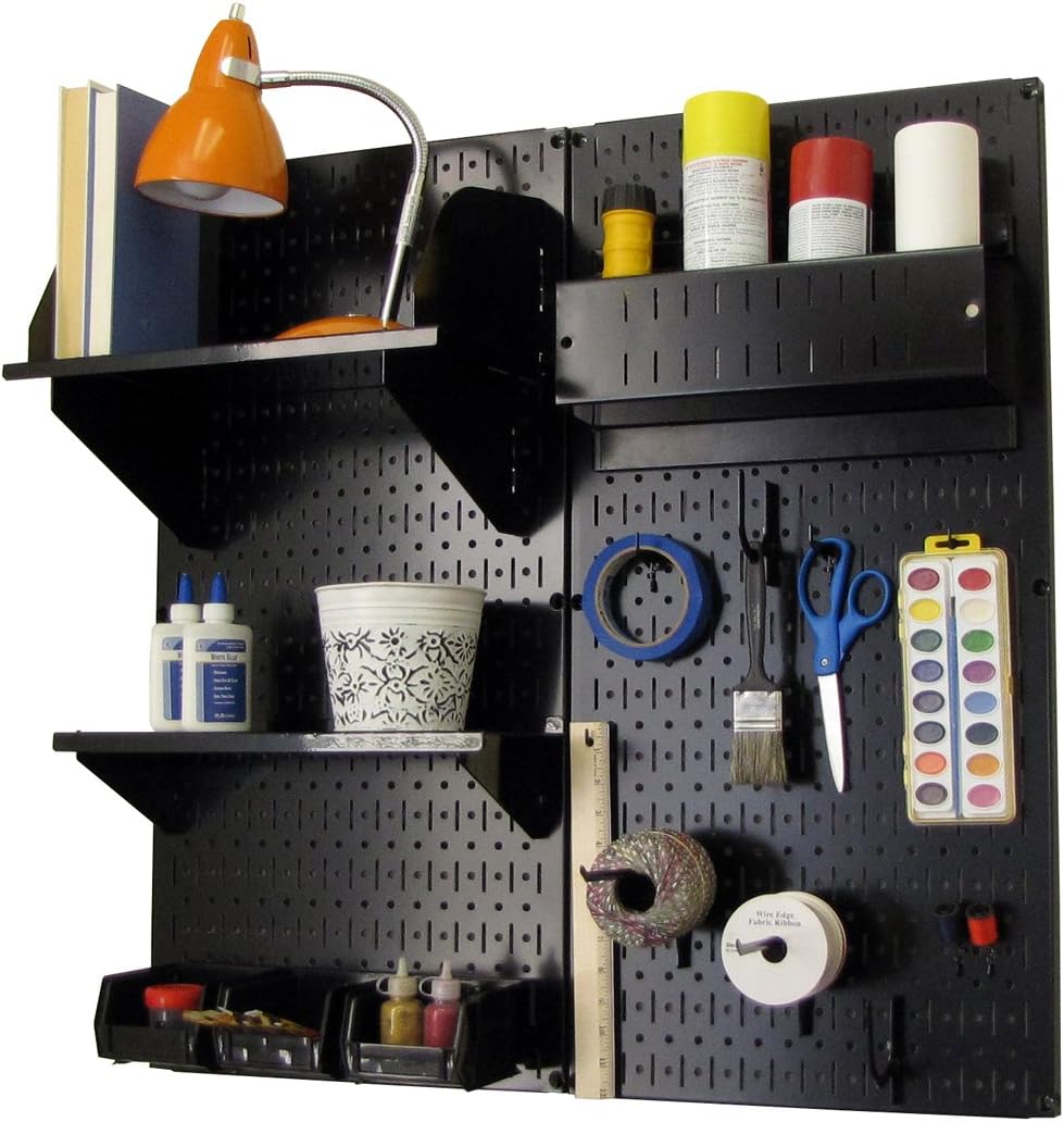 Black Pegboard Organizer Storage Kit with Blue Accessories Z9386