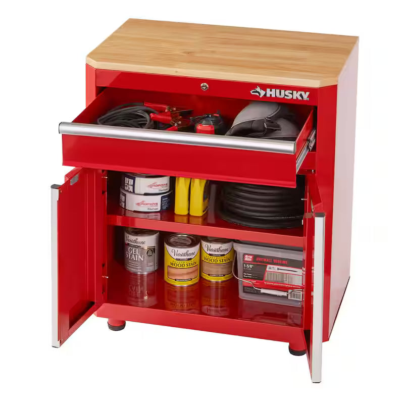 24-Gauge Steel 1-Drawer 2-Door Garage Base Cabinet in Red N6050