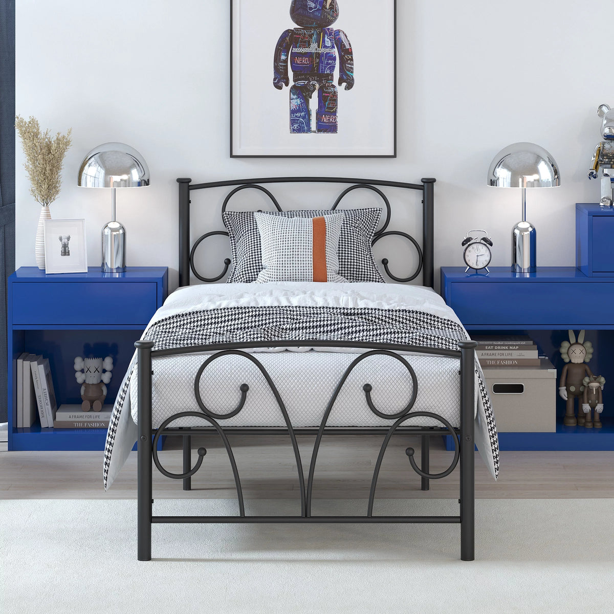 14 Twin Metal Platform Bed Frame with Headboard W998313